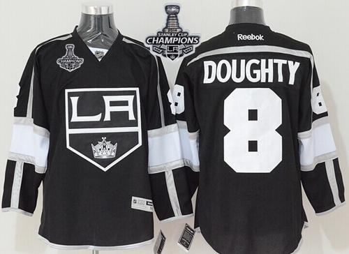 Kings #8 Drew Doughty Black Home 2014 Stanley Cup Champions Stitched Jersey