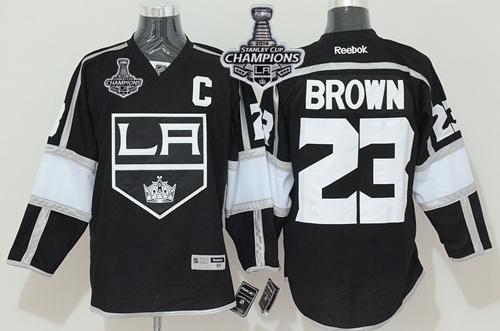 Kings #23 Dustin Brown Black Home 2014 Stanley Cup Champions Stitched Jersey