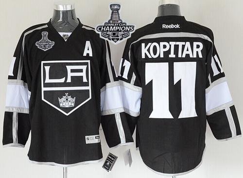 Kings #11 Anze Kopitar Black Home 2014 Stanley Cup Champions Stitched Jersey