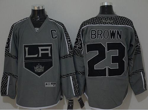 Kings #23 Dustin Brown Charcoal Cross Check Fashion Stitched Jersey