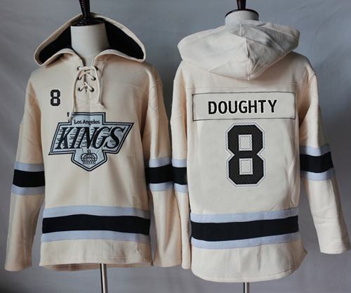Kings #8 Drew Doughty Cream Sawyer Hooded Sweatshirt Stitched Jersey
