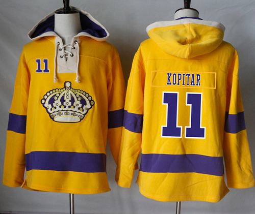 Kings #11 Anze Kopitar Gold Sawyer Hooded Sweatshirt Stitched Jersey