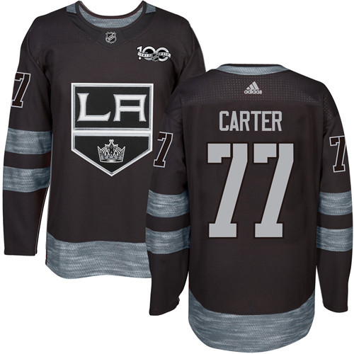Kings #77 Jeff Carter Black 1917-2017 100th Anniversary Stitched Jersey