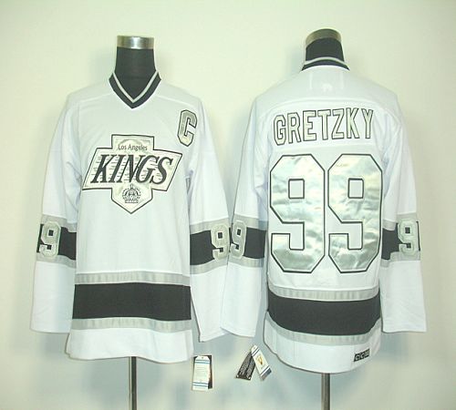 Kings #99 Wayne Gretzky White CCM Throwback Stitched Jersey