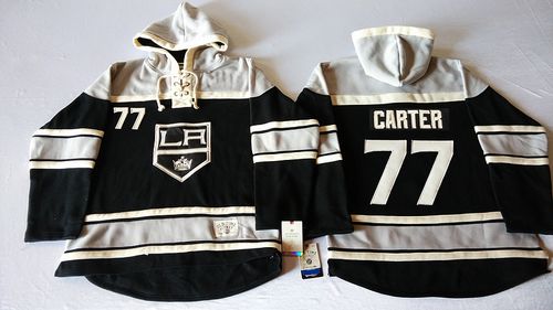 Kings #77 Jeff Carter Black Sawyer Hooded Sweatshirt Stitched Jersey