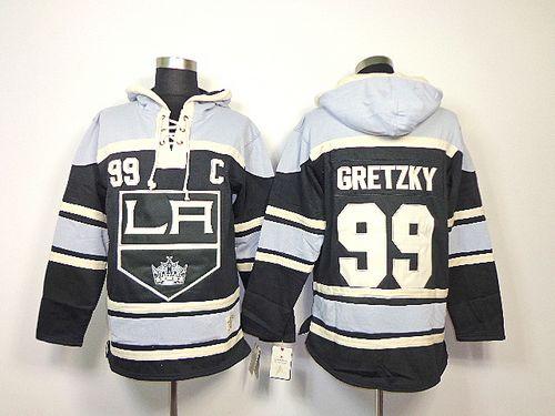 Kings #99 Wayne Gretzky Black Sawyer Hooded Sweatshirt Stitched Jersey