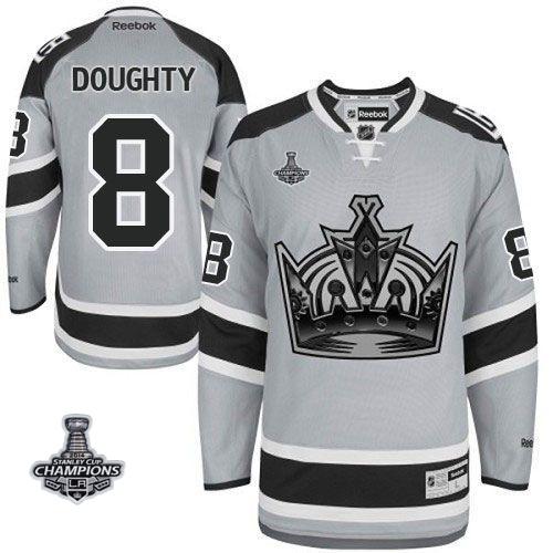 Kings #8 Drew Doughty Grey 2014 Stadium Series Stanley Cup Champions Stitched Jersey