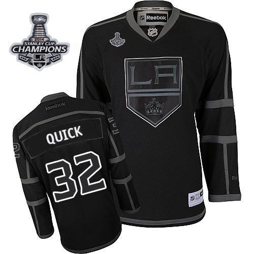 Kings #32 Jonathan Quick Black Ice 2014 Stanley Cup Champions Stitched Jersey