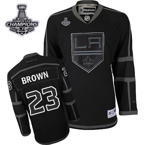 Kings #23 Dustin Brown Black Ice 2014 Stanley Cup Champions Stitched Jersey