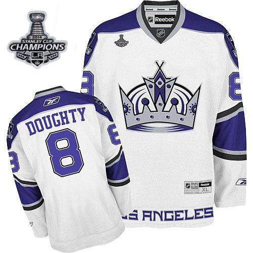 Kings #8 Drew Doughty White 2014 Stanley Cup Champions Stitched Jersey