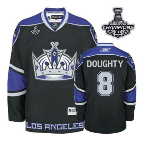 Kings #8 Drew Doughty Black Third 2014 Stanley Cup Champions Stitched Jersey