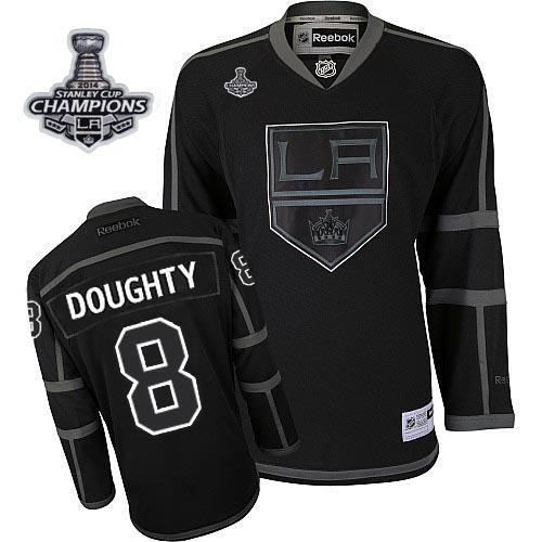 Kings #8 Drew Doughty Black Ice 2014 Stanley Cup Champions Stitched Jersey