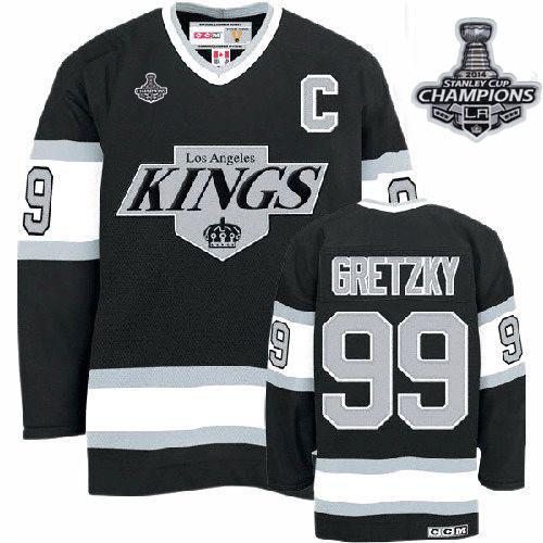 Kings #99 Wayne Gretzky Black CCM Throwback 2014 Stanley Cup Champions Stitched Jersey
