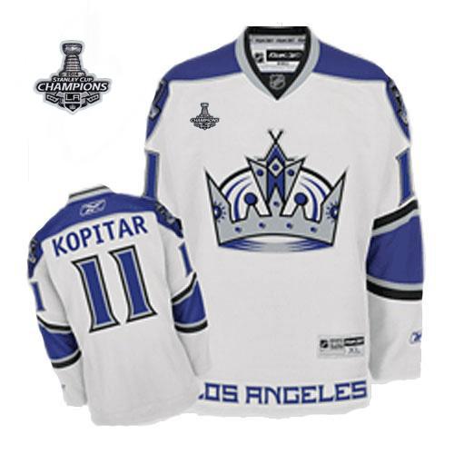 Kings #11 Anze Kopitar White 2014 Stanley Cup Champions Stitched Jersey