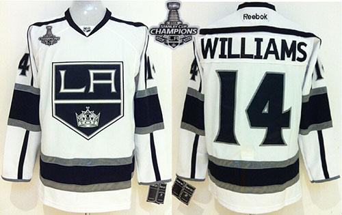 Kings #14 Justin Williams White 2014 Stanley Cup Champions Stitched Jersey