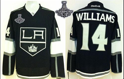 Kings #14 Justin Williams Black 2014 Stanley Cup Champions Stitched Jersey