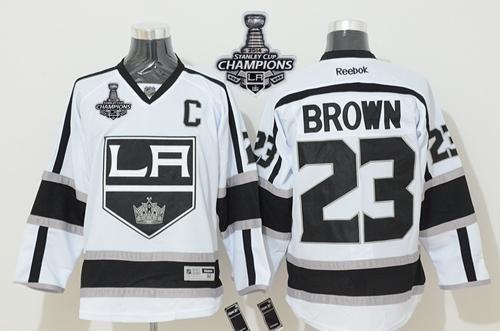 Kings #23 Dustin Brown White Road 2014 Stanley Cup Champions Stitched Jersey