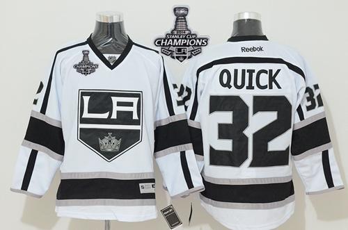 Kings #32 Jonathan Quick White Road 2014 Stanley Cup Champions Stitched Jersey
