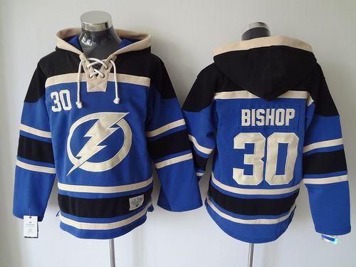 Lightning #30 Ben Bishop Blue Sawyer Hooded Sweatshirt Stitched Jersey