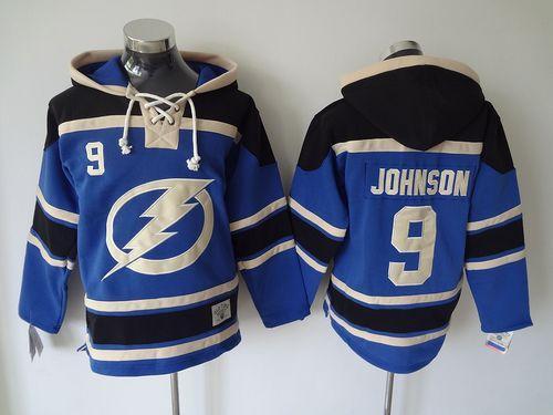 Lightning #9 Tyler Johnson Blue Sawyer Hooded Sweatshirt Stitched Jersey
