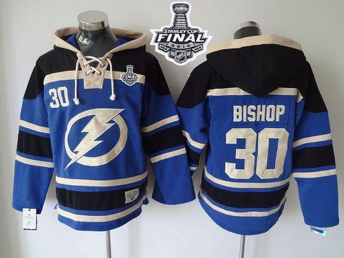 Lightning #30 Ben Bishop Blue Sawyer Hooded Sweatshirt 2015 Stanley Cup Stitched Jersey