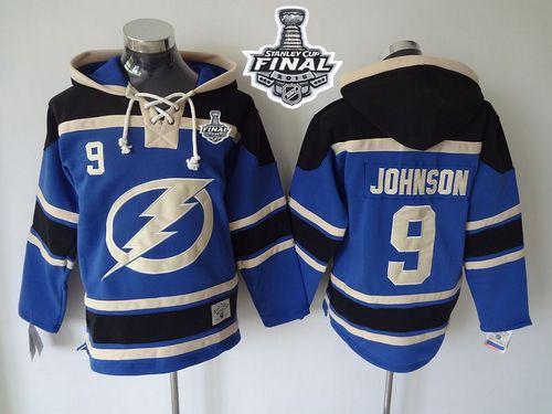 Lightning #9 Tyler Johnson Blue Sawyer Hooded Sweatshirt 2015 Stanley Cup Stitched Jersey