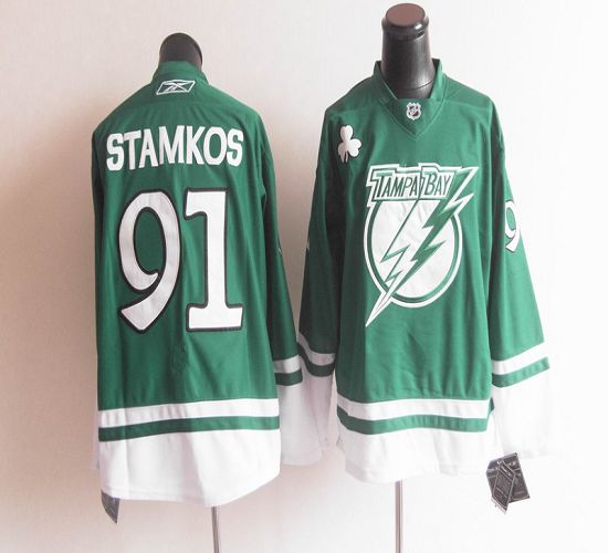 Lightning St Patty's Day #91 Steven Stamkos Green Stitched Jersey