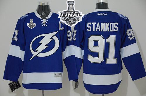 Lightning #91 Steven Stamkos Blue 2015 Stanley Cup Stitched Jersey