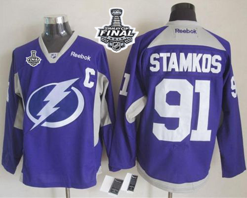 Lightning #91 Steven Stamkos Purple Practice 2015 Stanley Cup Stitched Jersey