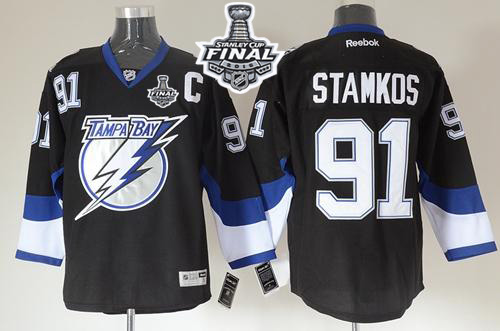 Lightning #91 Steven Stamkos Black 2015 Stanley Cup Stitched Jersey
