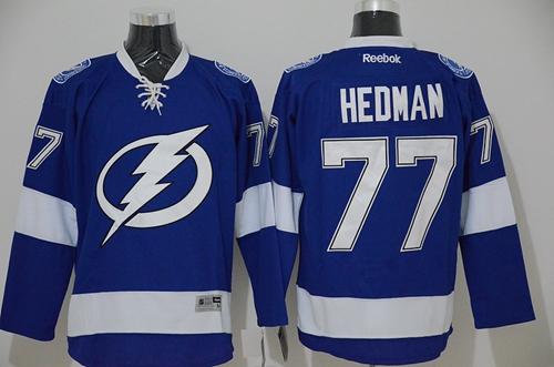 Lightning #77 Victor Hedman Blue Stitched Jersey