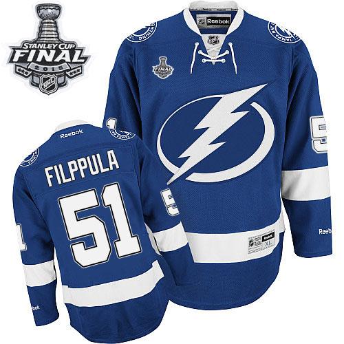 Lightning #51 Valtteri Filppula Blue 2015 Stanley Cup Stitched Jersey