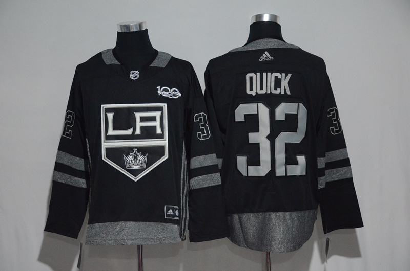 Los Angeles Kings #32 Jonathan Quick Black 1917-2017 100th Anniversary Stitched Jersey
