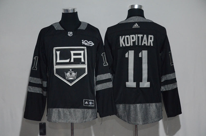 Los Angeles Kings #11 Anze Kopitar Black 1917-2017 100th Anniversary Stitched Jersey