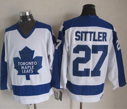 Maple Leafs #27 Darryl Sittler White Blue CCM Throwback Stitched Jersey