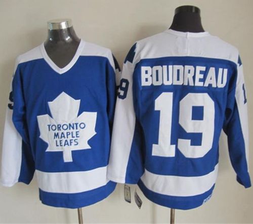 Maple Leafs #19 Bruce Boudreau Blue White CCM Throwback Stitched Jersey
