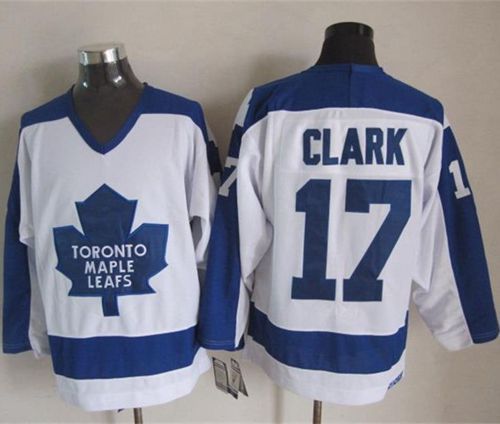 Maple Leafs #17 Wendel Clark White Blue CCM Throwback Stitched Jersey