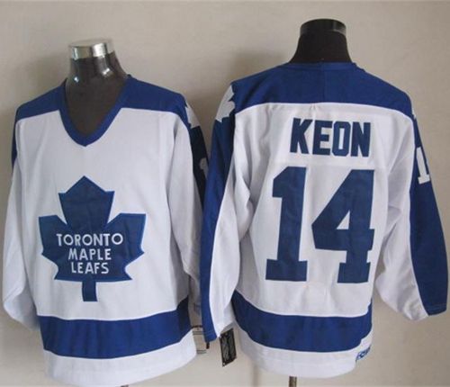 Maple Leafs #14 Dave Keon White Blue CCM Throwback Stitched Jersey
