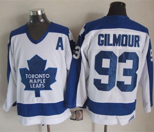 Maple Leafs #93 Doug Gilmour White Blue CCM Throwback Stitched Jersey