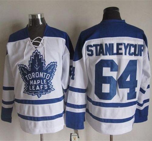 Maple Leafs #64 Stanley Cup White CCM Throwback Third Stitched Jersey