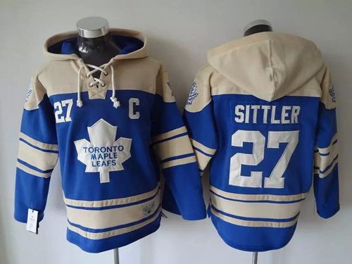 Maple Leafs #27 Darryl Sittler Blue Sawyer Hooded Sweatshirt Stitched Jersey