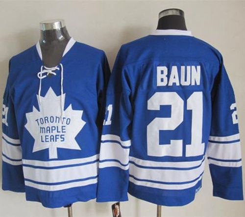Maple Leafs #21 Bobby Baun Blue CCM Throwback Third Stitched Jersey