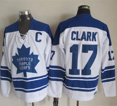 Maple Leafs #17 Wendel Clark White CCM Throwback Third Stitched Jersey