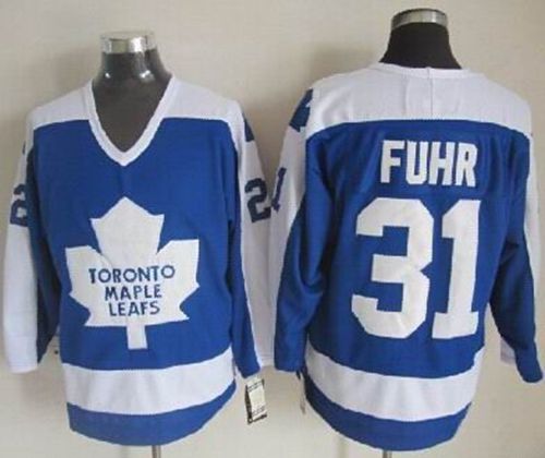 Maple Leafs #31 Grant Fuhr Blue White CCM Throwback Stitched Jersey