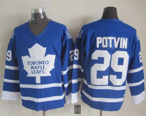Maple Leafs #29 Felix Potvin Blue CCM Throwback Stitched Jersey