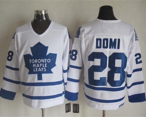 Maple Leafs #28 Tie Domi White CCM Throwback Stitched Jersey