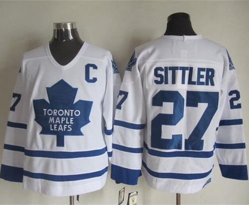 Maple Leafs #27 Darryl Sittler White CCM Throwback Stitched Jersey