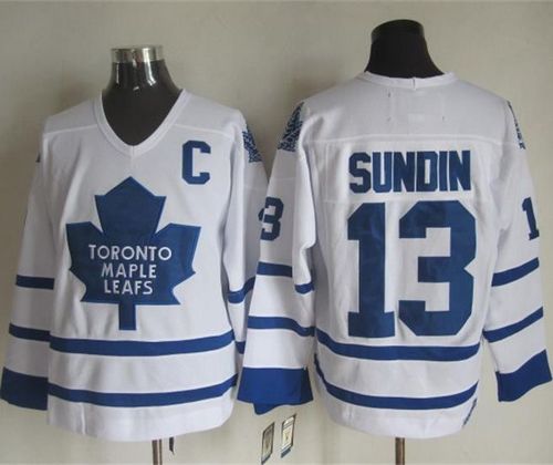 Maple Leafs #13 Mats Sundin White CCM Throwback Stitched Jersey