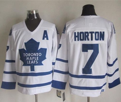 Maple Leafs #7 Tim Horton White CCM Throwback Stitched Jersey