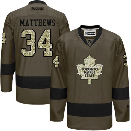Maple Leafs #34 Auston Matthews Green Salute To Service Stitched Jersey